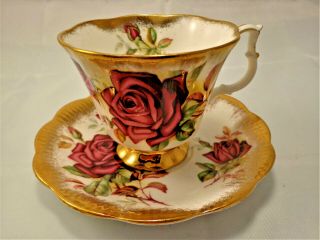 Royal Albert Teacup And Saucer With Roses And Gold