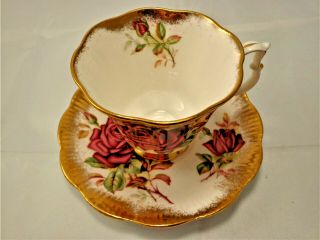 Royal Albert Teacup and Saucer with Roses and Gold 2