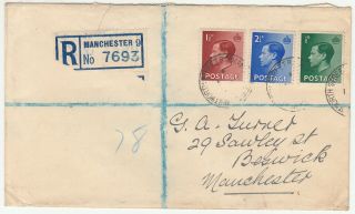 Gb: Edviii Registered Fdc; Whitworth St,  Manchester - Beswick,  Manchester,  1 Se 1936
