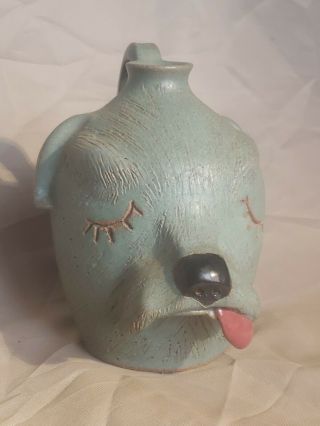 Signed 2004 S.  Boone,  Ga.  Folk Art Pottery,  Dog face Jug / Decanter dead? 3