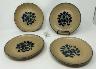 Set Of 4 Pfaltzgraff " Folk Art " Salad / Desert Plates - Usa - 7 1/8 " Diameter