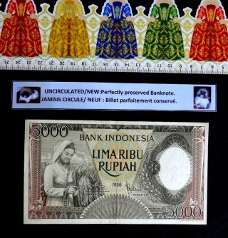 Indonesia,  Banknote,  5000 Rupiah,  Year :1958.