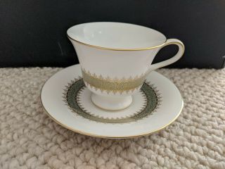 Wedgwood China Argyll Pattern Footed Cup And Saucer - -