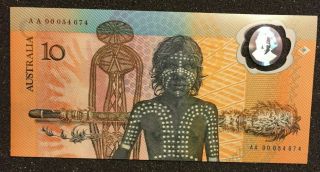 Australia 1988 Commemorative $10 Ten Dollar Note - Aa Prefix,  Low Serial Unc