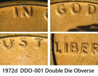 1972d Lincoln Cent Doubled Die Obverse Ddo - 001 Double Bu Unc Red High Grades 1