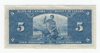 1937 Bank of Canada $5 Banknote - S/N: J/C5884603 Gordon - Towers Signatures 2