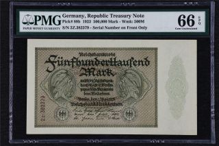 1923 Germany Republic Treasury Note 500000 Mark Pick 88b Pmg 66 Epq Gem Unc