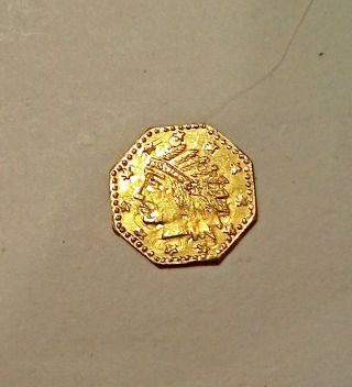 1849 California Octagonal Indian Head Gold Charm $1/4 Size Real Gold