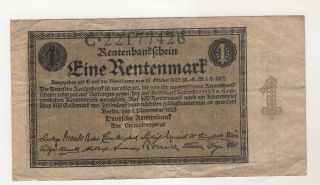 Germany 1 Rentenmark 1923 Pick 161 Vf - Circulated Banknote