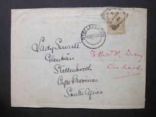 Cornwall 1932 Kgv 1s Envelope Ruan Minor Squared Circle To S.  Africa Latest Use
