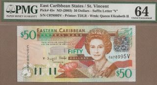 East Caribbean States: 50 Dollars Banknote,  (unc Pmg64),  P - 45v,  2003,