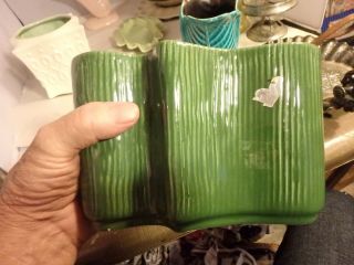 Mid Century Red Wing Pottery Planter - B2112 - Green 8 " Curved W/ Paper Label