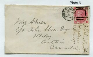 UK GB - Aberdeen,  Scotland 1872 - Trans Atlantic Cover to Whitby ONT Canada - 2