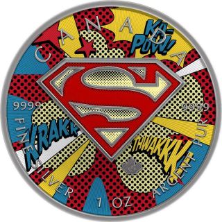 Canada 2016 5$ Superman 1 Oz Silver Popart Af Precious Bullion Coin