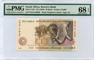 South Africa 20 Rands Nd 1999 P 124 B Gem Unc Pmg 68 Epq Highest