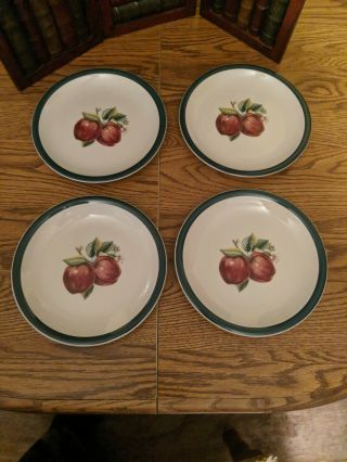 Set Of 4 Casuals By China Pearl Apples Pattern Lunch/salad Plates 7 5/8 "