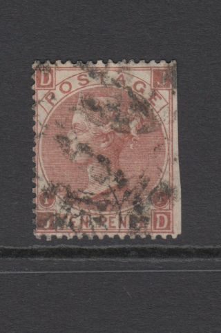 Gb Qv 10d Red - Brown Sg112 " Jd " 1867 Cut Down Wing Margin Stamp