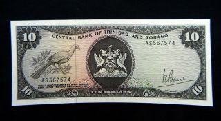 1964 Trinidad And Tobago Banknote 10 Dollars Unc Gem