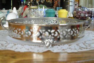 Vintage Chrome Silver Plated 9 1/8 " Casserole Pie Bowl Holder Fiesta Go - Along