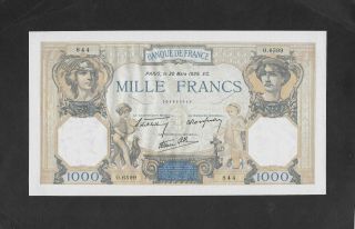 Aunc / Unc 2 Pinholes 1000 Francs 1939 France