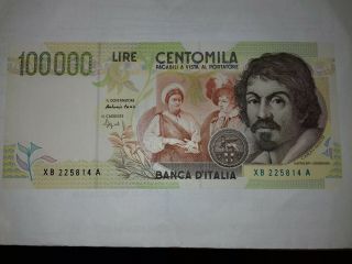 Italy Banknote 100000 Lire Caravaggio Ii Type Unc Xb