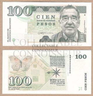 Colombia 100 Pesos 2014 Unc Specimen Test Note Gabris Banknote - Gabriel Marquez