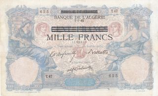 1000 Francs Fine Banknote From German Occupied Tunisia 1942 Pick - 31