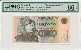 Clydesdale Bank Plc Scotland 10 Pounds 2003 Commemorative Pmg 66epq