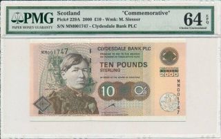Clydesdale Bank Plc Scotland 10 Pounds 2000 Commemorative Pmg 64epq