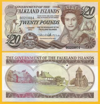 Falkland Islands 20 Pounds P - 19 2011 Unc Banknote