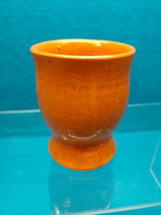 North Carolina Salt Glazed Hand Turned Jugtown Ware Stoneware Goblet 3.  25  High