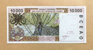 WEST AFRICAN STATES / A IVORY COAST - 10000 FRS - 2001 - SIGN.  30 - PICK 114Aj,  UNC. 2