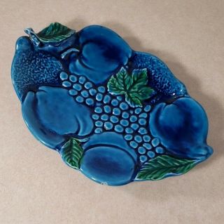 Vintage Inarco Indigo Blue Fruit Plate Dish Made In Japan