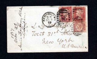 2x Penny Red Plates,  1/2d On 1877 Cover To Usa