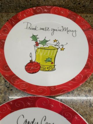 Certified International Holiday Cheer Set of 4 White Appetizer / Snack Plates 2