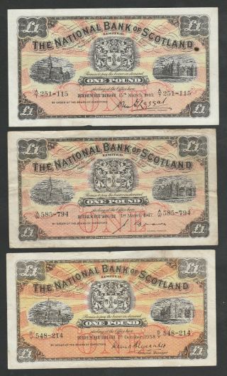 F34 National Bank Of Scotland 3 Early Date Var.  For P258b & 258c Pounds