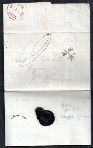 Gb 1826 Pre Stamp Entire 1/2d Additional Edinburgh To Kerrymuir Ws15046