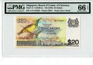 Singapore P 12 1979 20 Dollars Prefix A Pmg 66 Epq Gem Unc