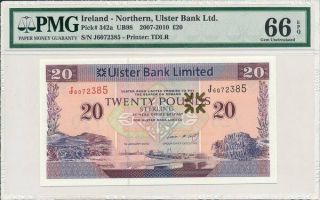 Ulster Bank Ltd.  Ireland 20 Pounds 2010 Pmg 66epq