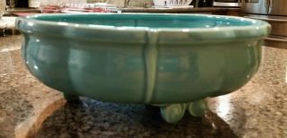 Vintage GMB Gladding McBean Pottery Footed Centerpiece Bowl - Turquoise 2