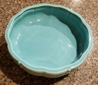 Vintage GMB Gladding McBean Pottery Footed Centerpiece Bowl - Turquoise 3