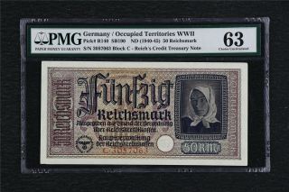 1940 - 45 Germany Occupied Territories Wwii 50 Rentenbank Pick R140 Pmg 63 Unc