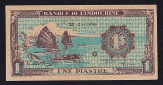 French Indochina 1 Piastre 1942 - 1945 Pick 58a
