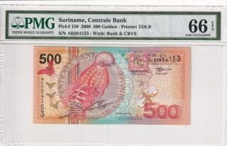 2000 Suriname 500 Gulden P - 150 Pmg 66 Epq Gem Unc