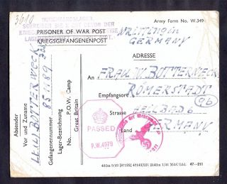 8566 Great Britain (germany),  1944,  War Prisoner Postcard From Prisoner Camp To