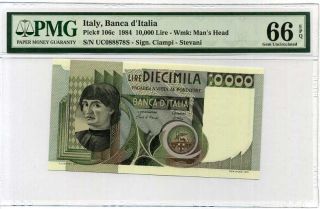 Italy 10000 10,  000 Lire 1984 P 106 Gem Unc Pmg 66 Epq