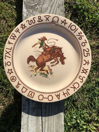 Vintage Wallace China Westward Ho Rodeo 10 - 1/2 " Dinner Plate Till Goodan