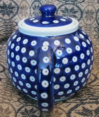 Boleslawiec Polish Pottery Polka - Dot Blue & White Teapot 2
