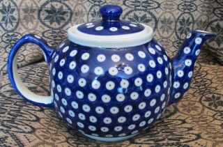 Boleslawiec Polish Pottery Polka - Dot Blue & White Teapot 3