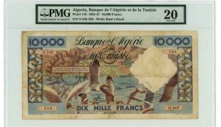 Algeria - 10.  000 Francs 1955 - 57,  Pmg Very Fine 25,  Pick 110